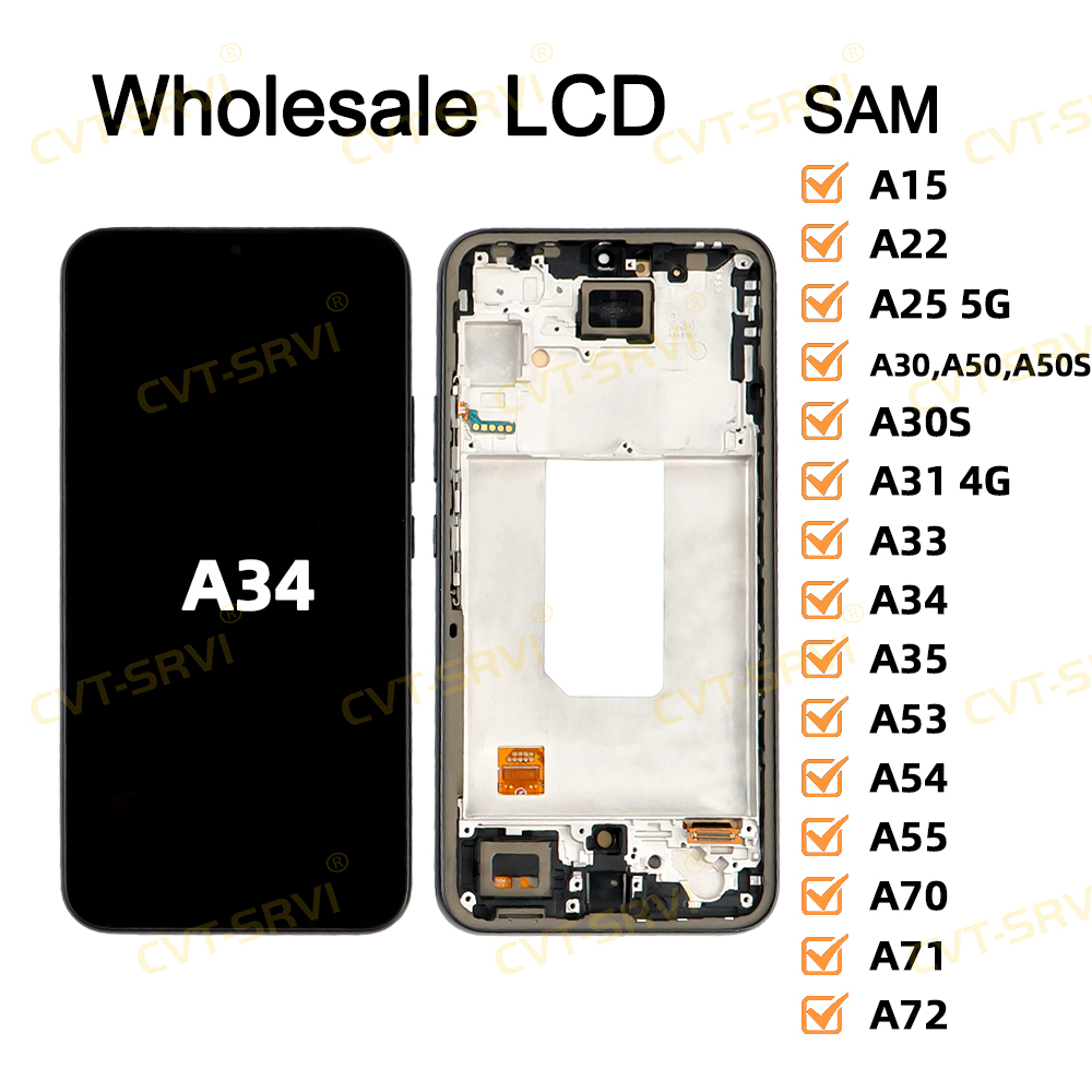 CVT-SRVI Sam A34 5G Pantalla LCD + Touch – HD Display Reemplazo Rápido, 100% Nueva y Compatible