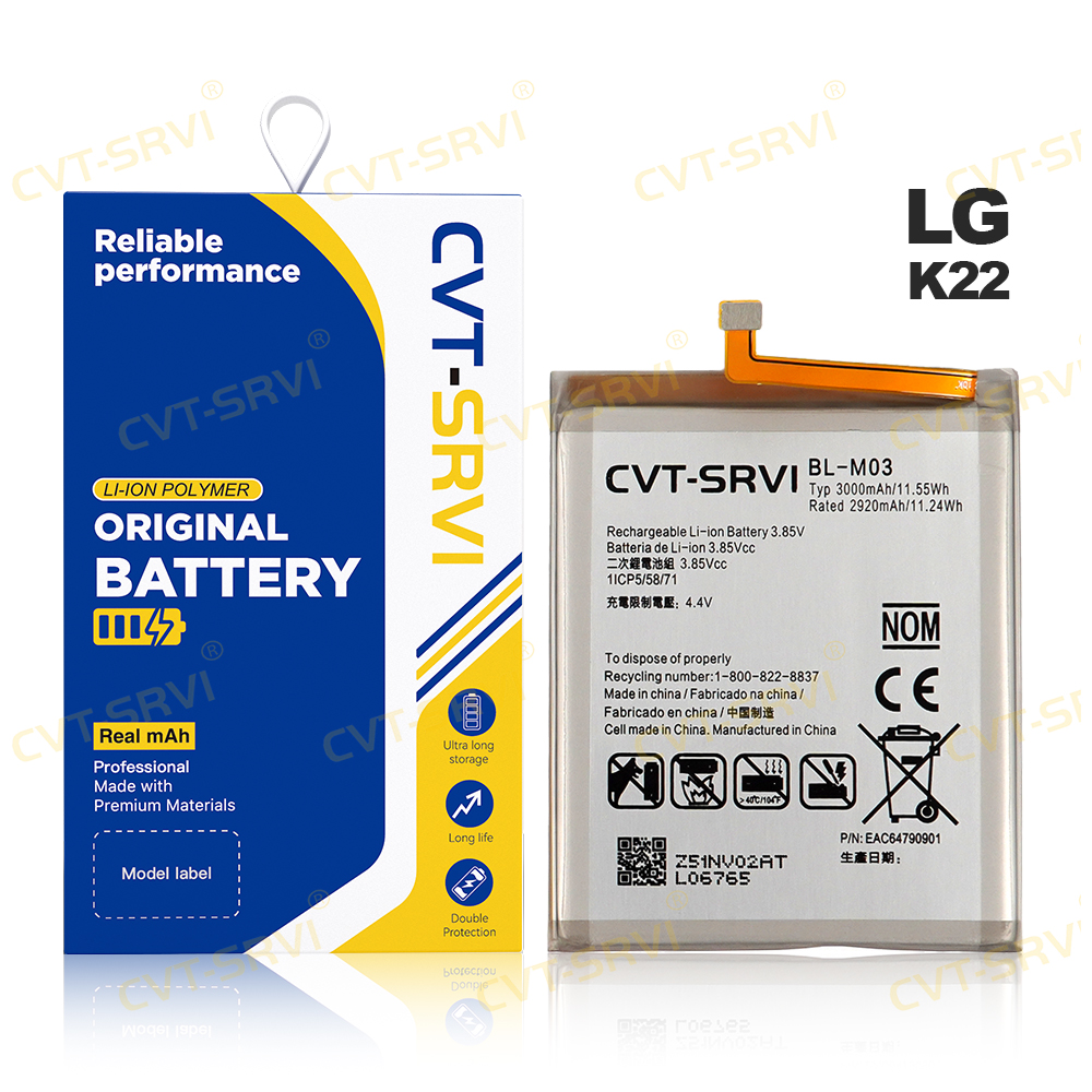CVT-SRVI LG K22 Battery / Batería para LG K22 – New 0 Cycle High Capacity Replacement / Reemplazo de Batería Nueva y de Alta Capacidad